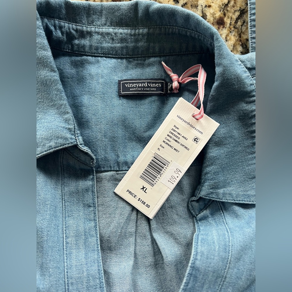 NWT Vineyard Vines Light Blue Denim Tunic Dress - Long Sleeve XL - Picture 11 of 16